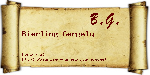 Bierling Gergely névjegykártya